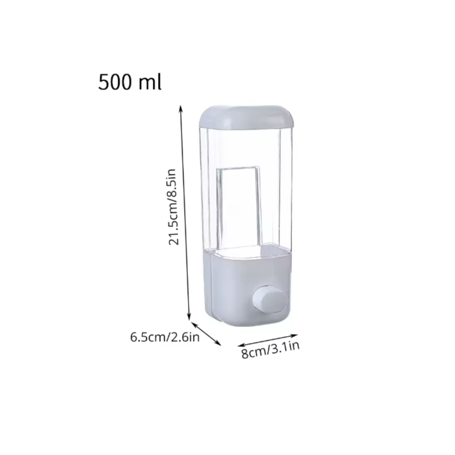 Dispensador De Pared Para Jab&oacute;n Liquido 500ml Manual Ba&ntilde;o image number 2.0