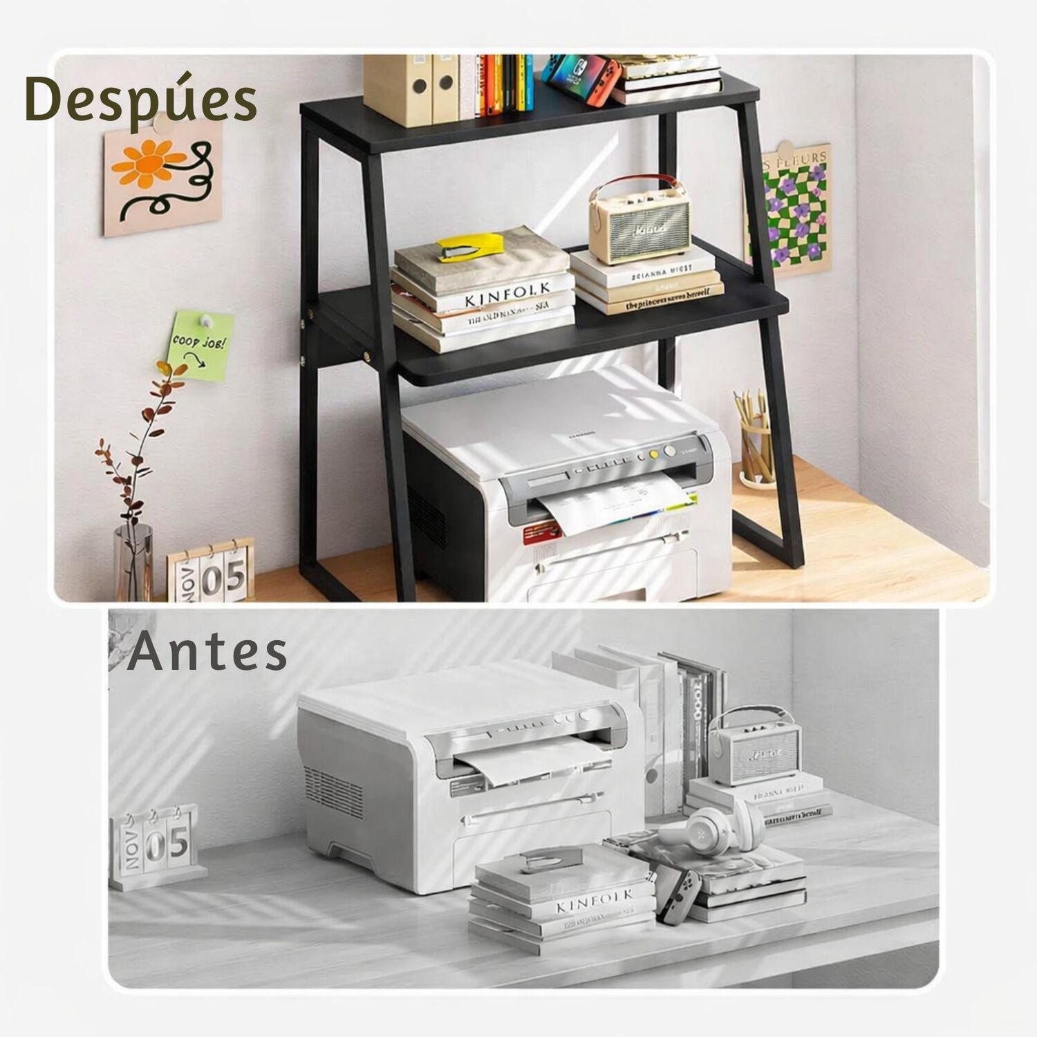 Soporte Para Impresora 2 Niveles Mdf Negro image number 4.0