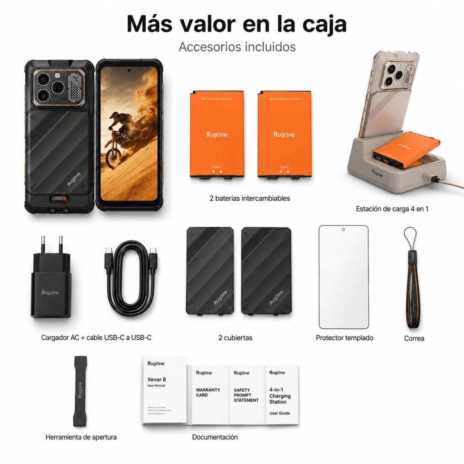 Celular Rugged Rugone Xever 8 4g 2 Bater&iacute;as 256gb 16gb Ram image number 9.0