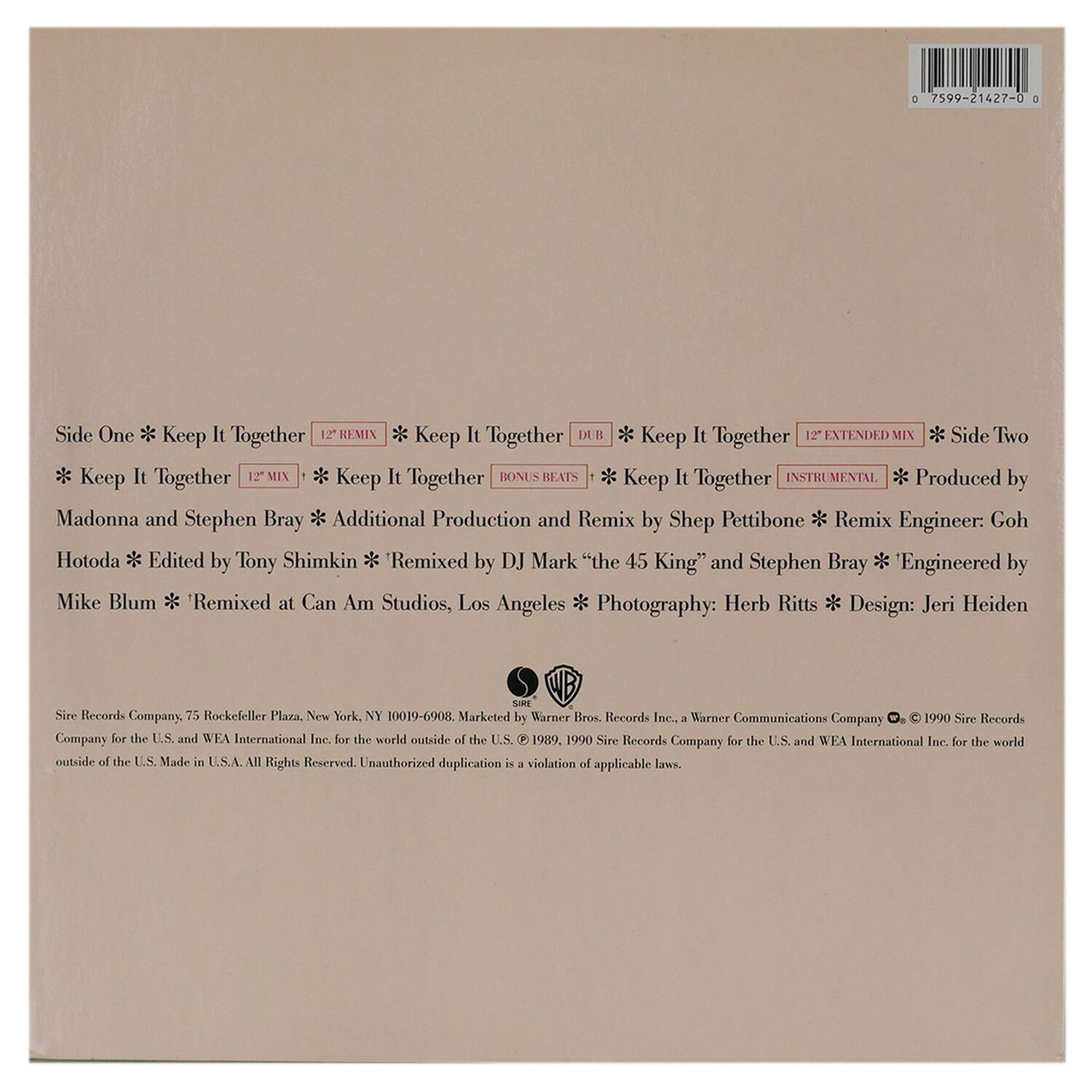 Madonna - Keep It Together | 12" Maxi Single Usado image number 1.0