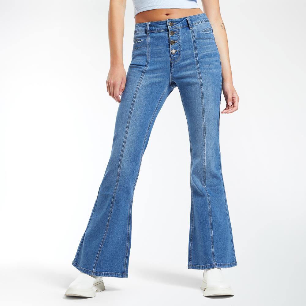 Jeans Botones Frontales Tiro Alto Flare Mujer Freedom image number 0.0