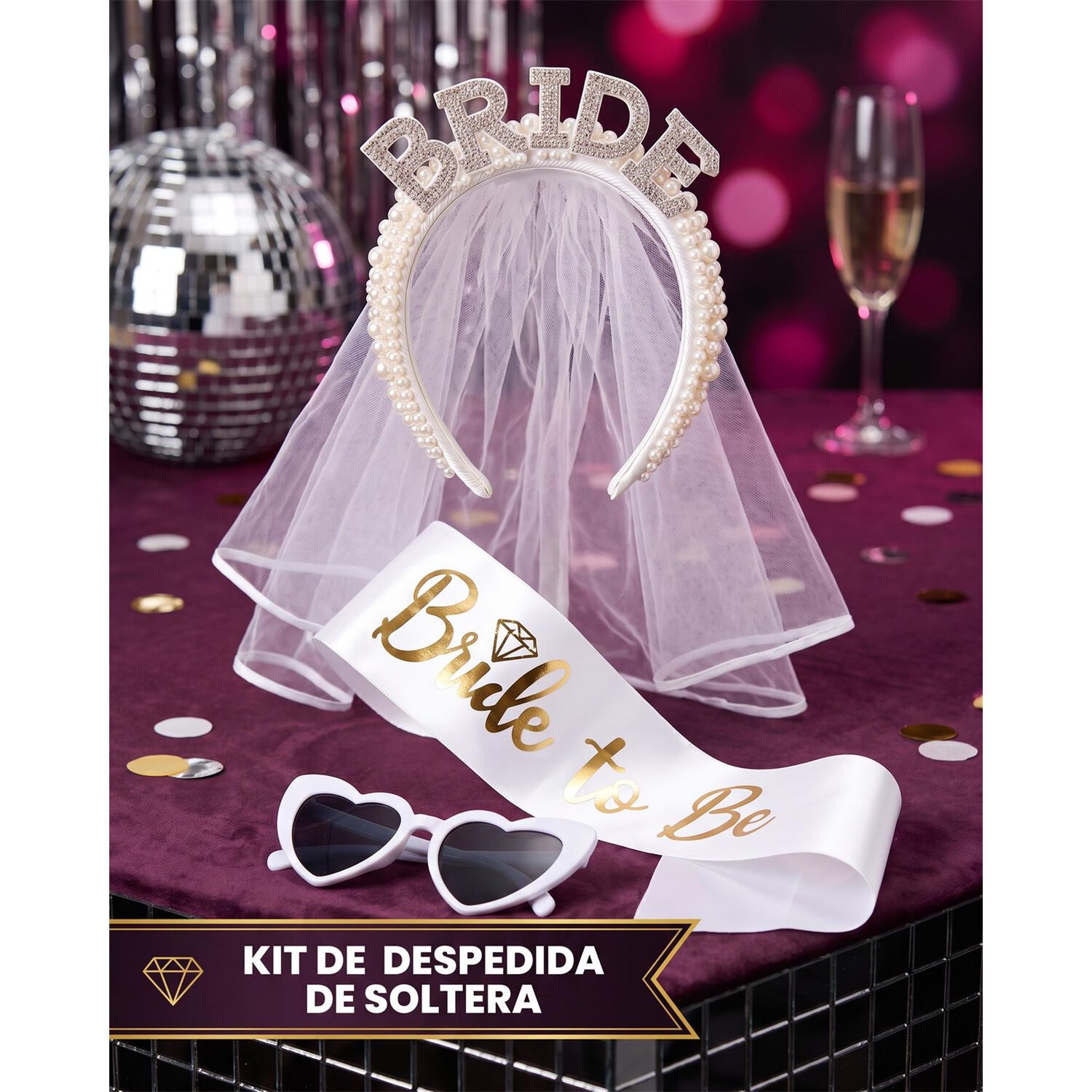 Kit Despedida Novia Bride To Be Velo Vanda image number 1.0