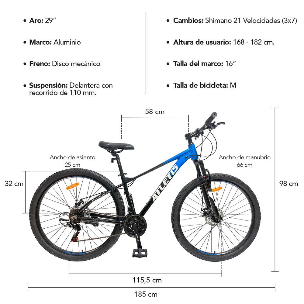 Bicicleta Mountain Bike Atletis Gravity Azul 29" image number 7.0