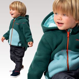 Chaqueta Polar Manga Larga Con Capucha Niño Verde Dinosaurio