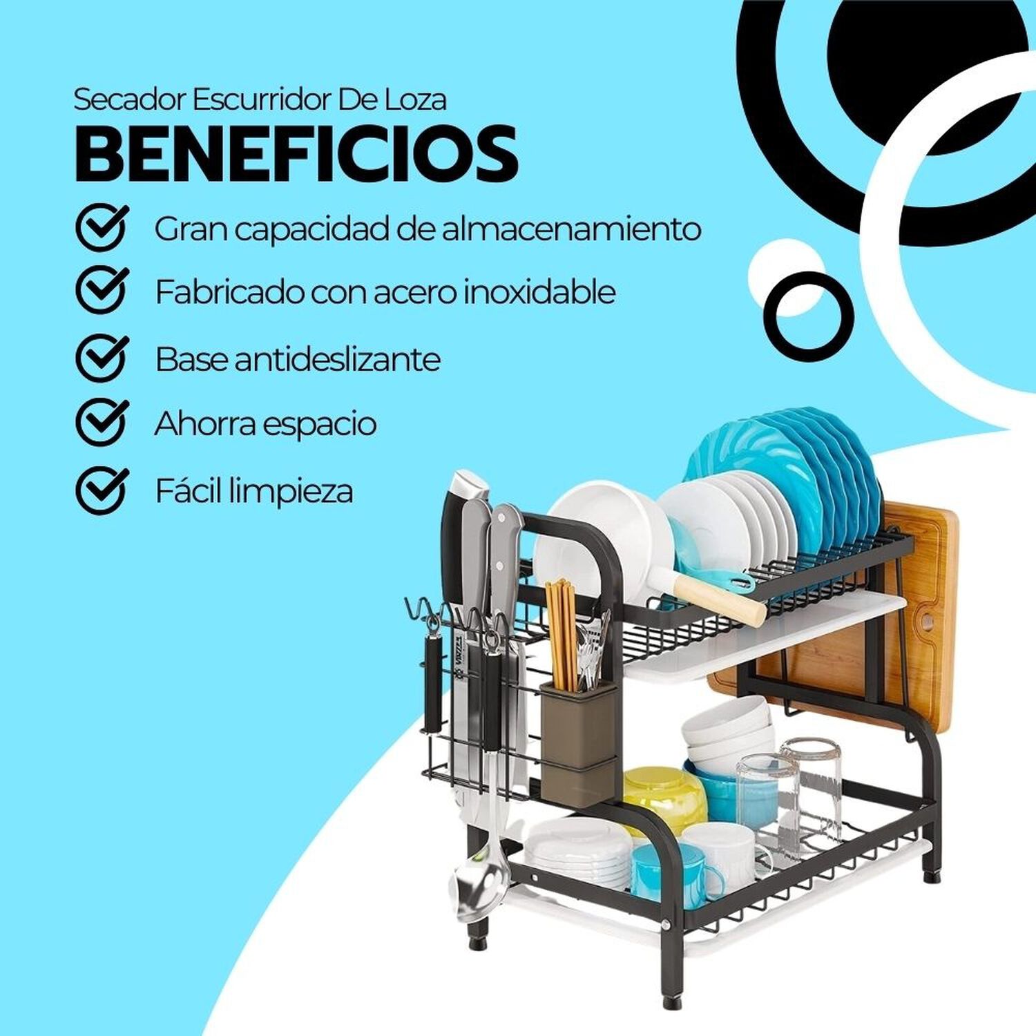 Secador Escurridor De Loza Platos 2 Niveles image number 3.0