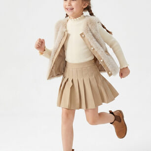 Chaleco Peludo Ni&ntilde;a Conjunto Falda Invierno Elegante