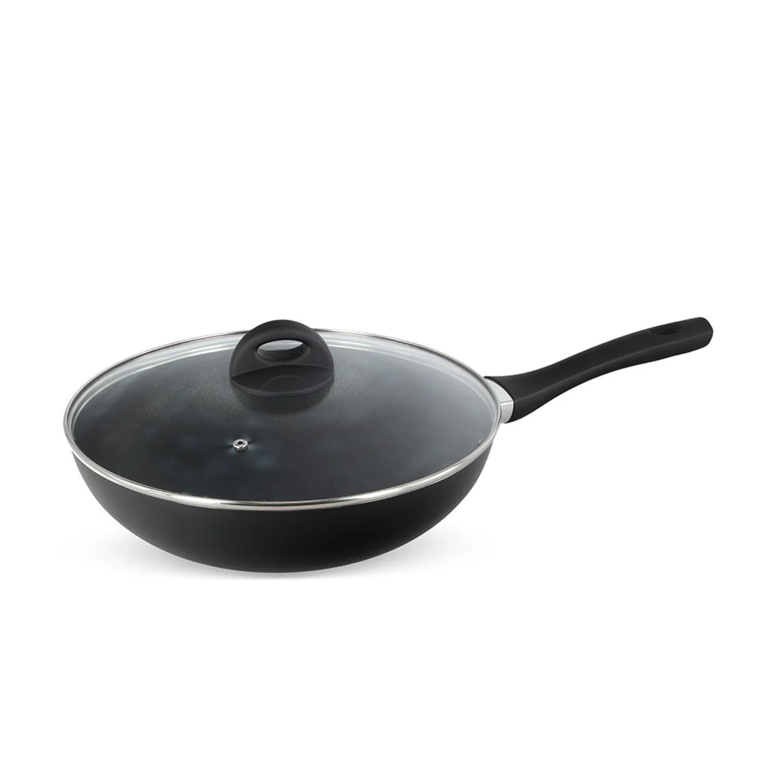 Wok 30cm Con Tapa De Vidrio Wens Firenze Negro Antiadherente image number 0.0
