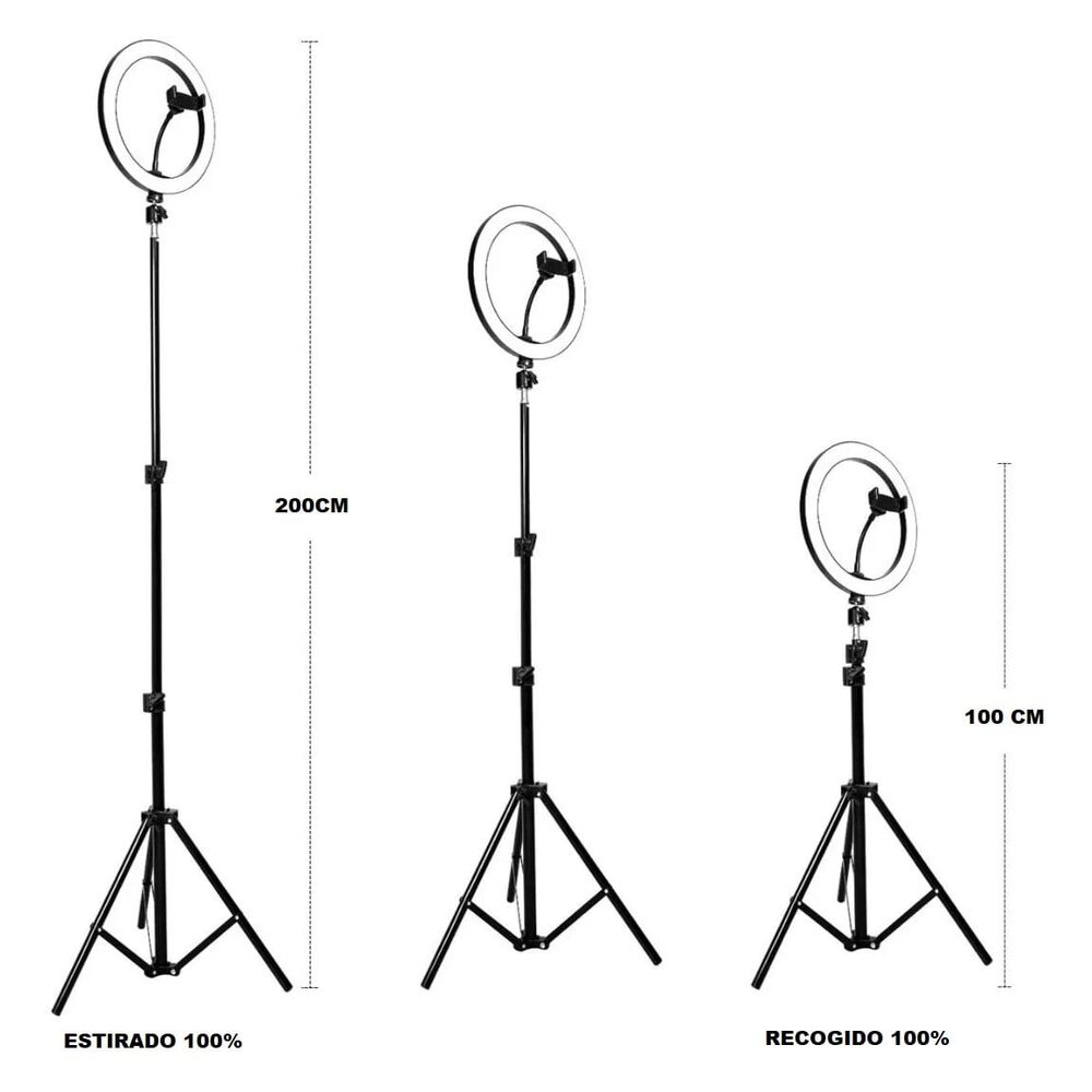 Aro Anillo De Luz 26cm + Tripode De 200cm Led Regulables Pro image number 3.0