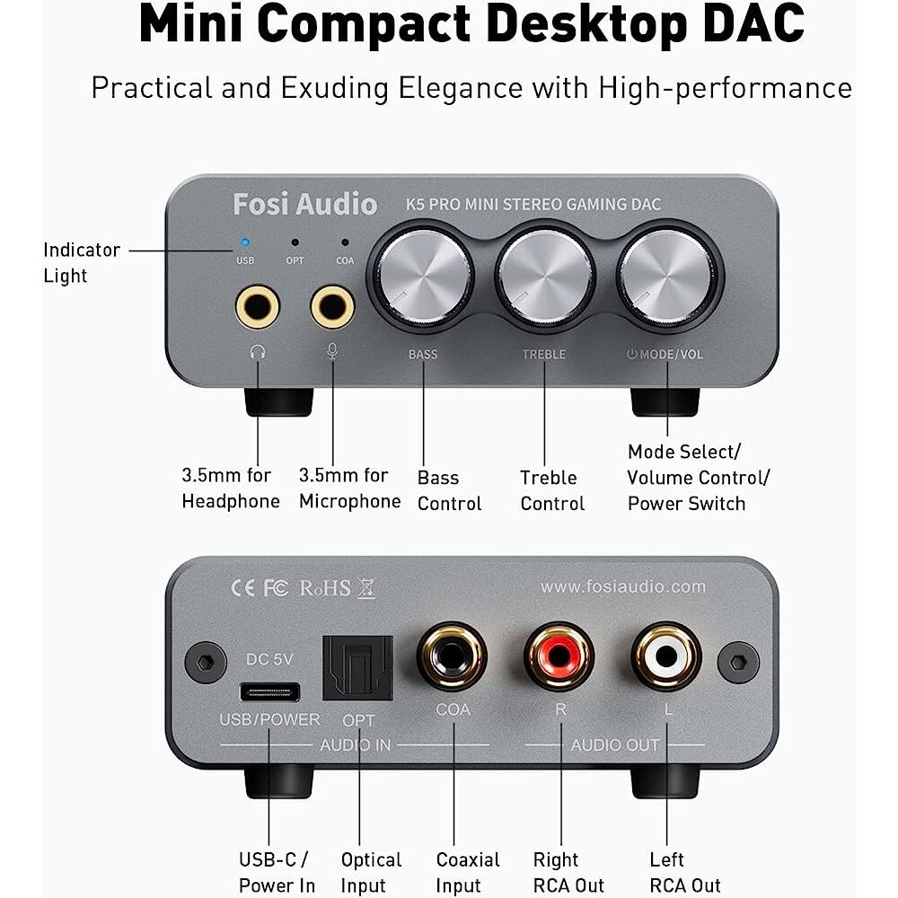Amplificador De Aud&iacute;fonos Hifi 1000mw - Fosi Audio K5 Pro image number 2.0