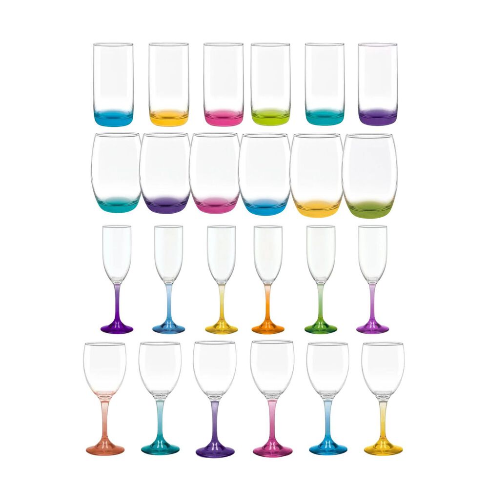 Set 24 Copas Vasos Cristar Fondo Color Fiestas Celebracion image number 0.0