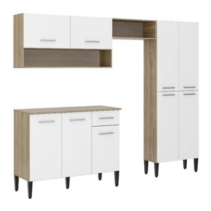 Mueble De Cocina Roca Arizona 4 M&oacute;dulos Blanco-oak
