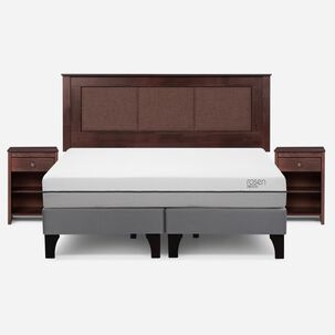 Cama Europea Rosen Pratta / 2 Plazas / Base Dividida + Set De Maderas Rachel
