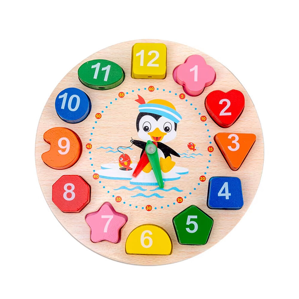 Reloj Didactico Juego Puzzle Encaje De Madera Formas Colores image number 0.0