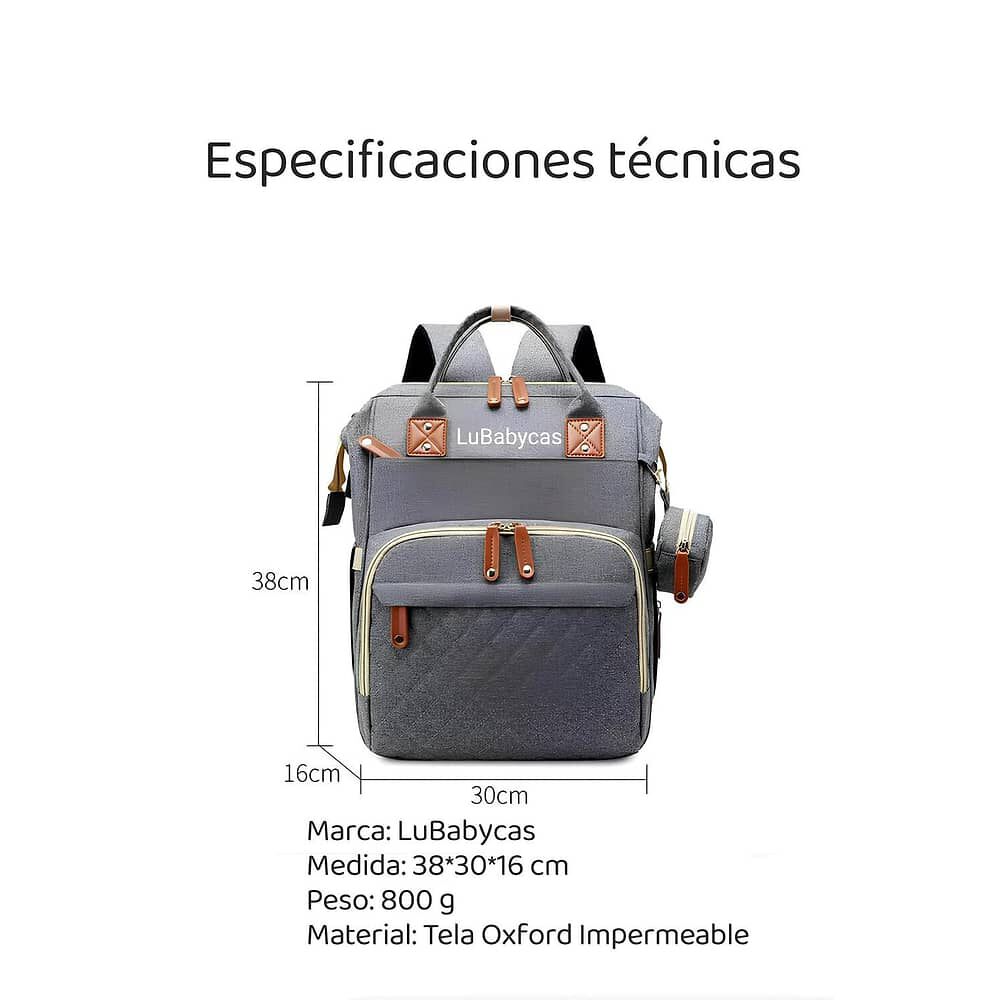 Mochila Maternal Lubabycas Impermeable Con Accesorios Negra image number 3.0