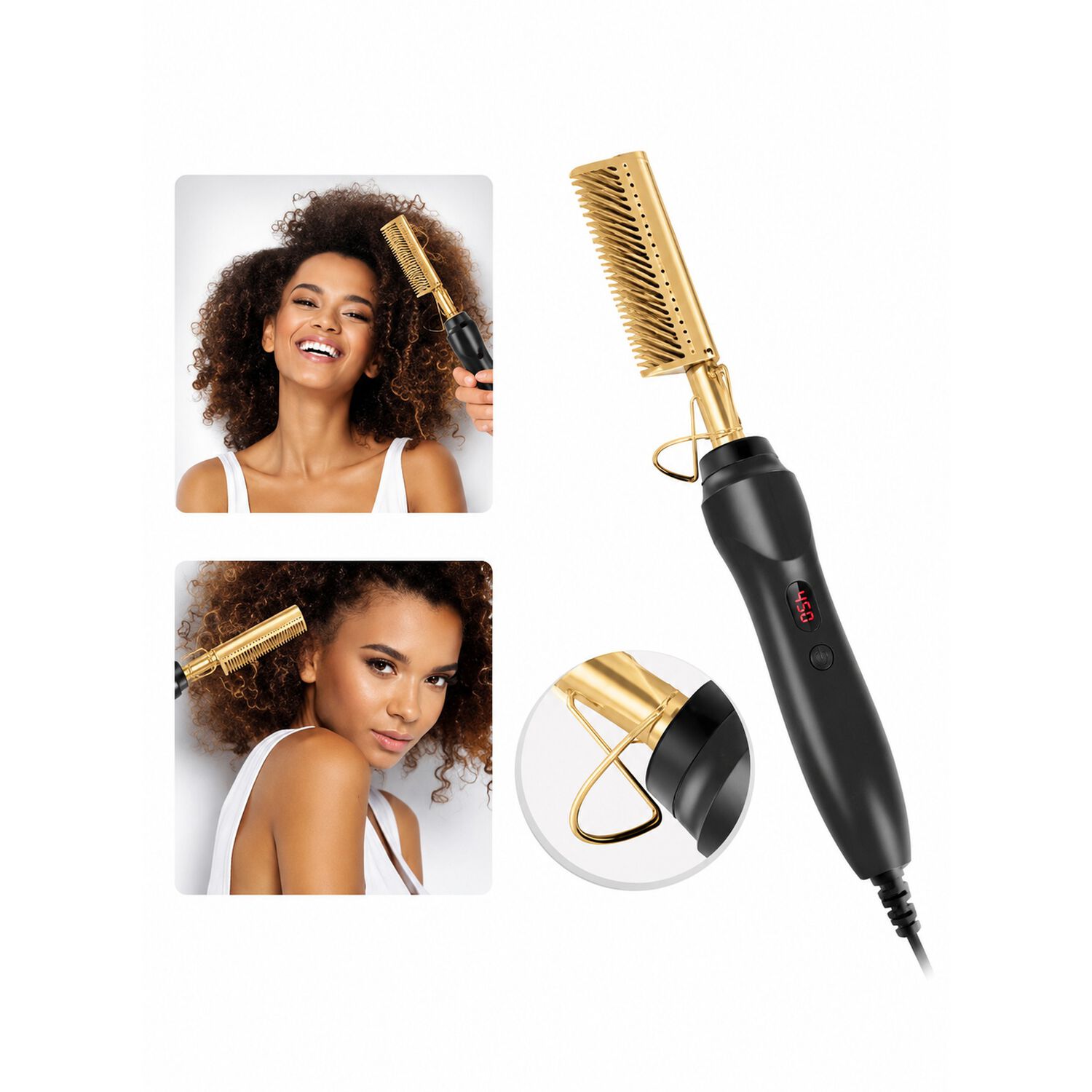 Peine Cepillo Alisador Profesional Gold Ceramic Unisex image number 2.0