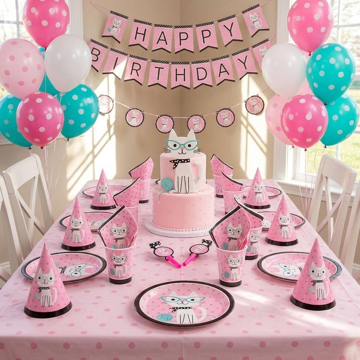 Set Cumplea&ntilde;os Gato Kitty Cat Diva Purrfect Cotill&oacute;n 6 Uni image number 0.0