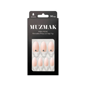 Muzmak - Uñas Press On White Shimmer Almond 36 U.
