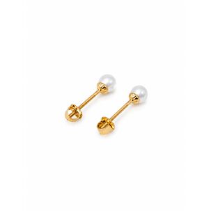 Aros Perla Cultivada Casquillo 3mm N1 Oro 18k 0.70gr Dorado