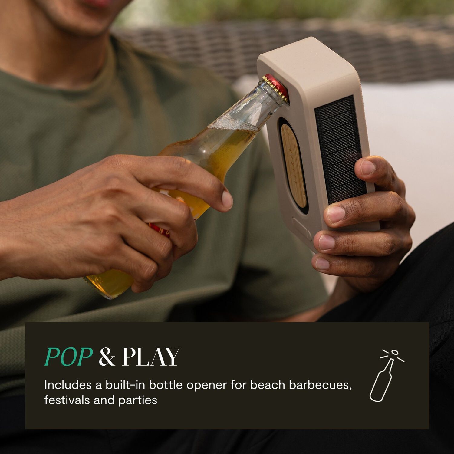 Parlante Bluetooth 5.3 Waterproof Rise Up Solar Cream Marley image number 3.0