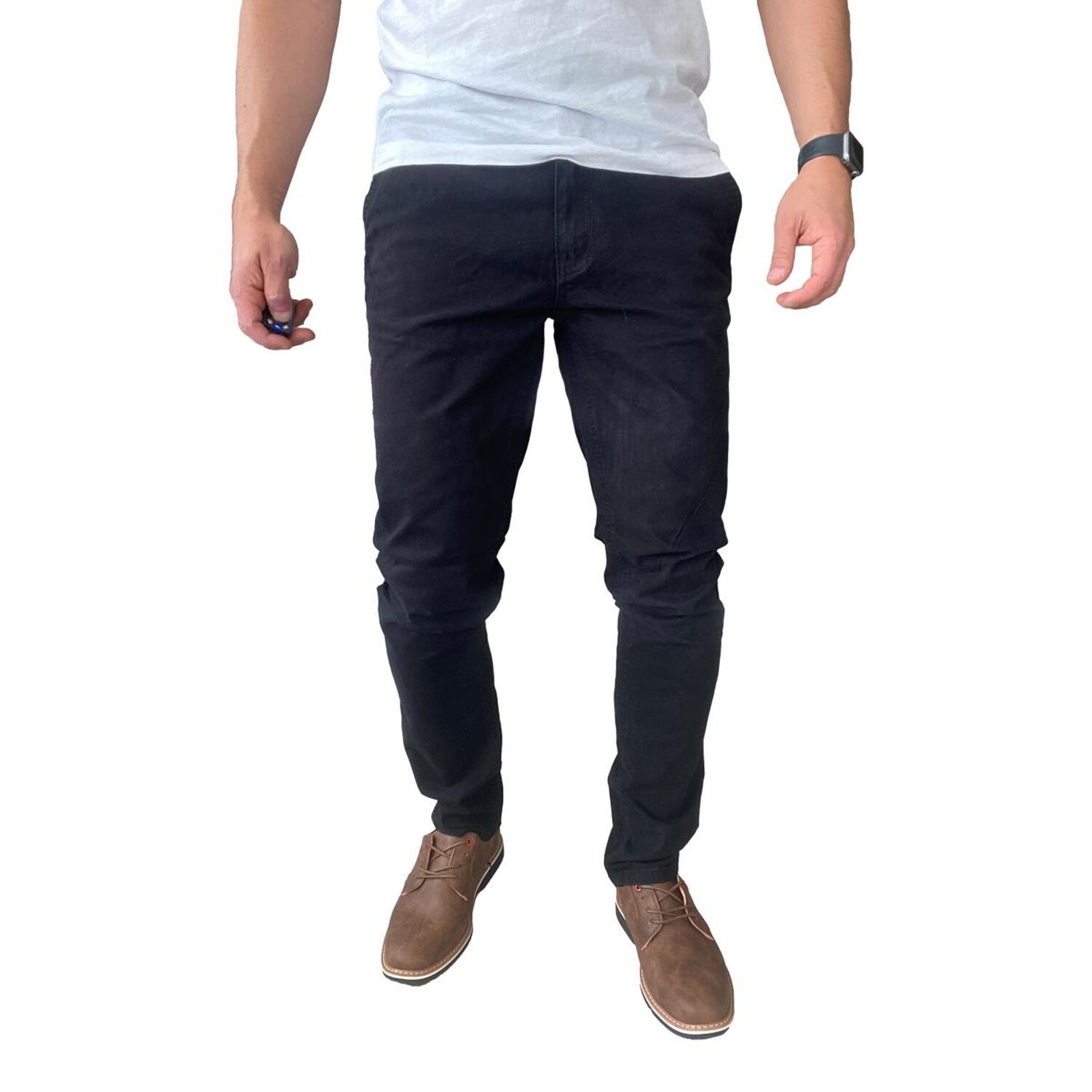 Pantal&oacute;n Elasticados Gabardina Negro Slim Fit Para Hombres image number 1.0