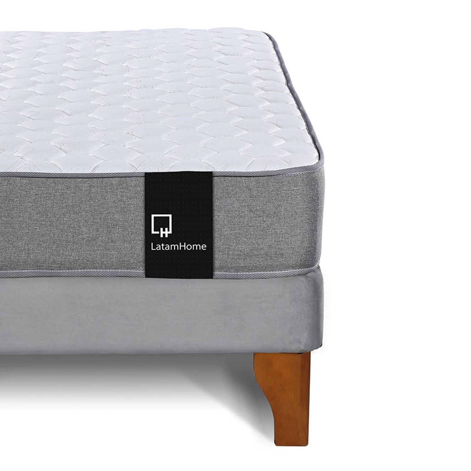 Cama Europea Zen Best Tela Velvet Gris 2 Plazas + Respaldo image number 5.0