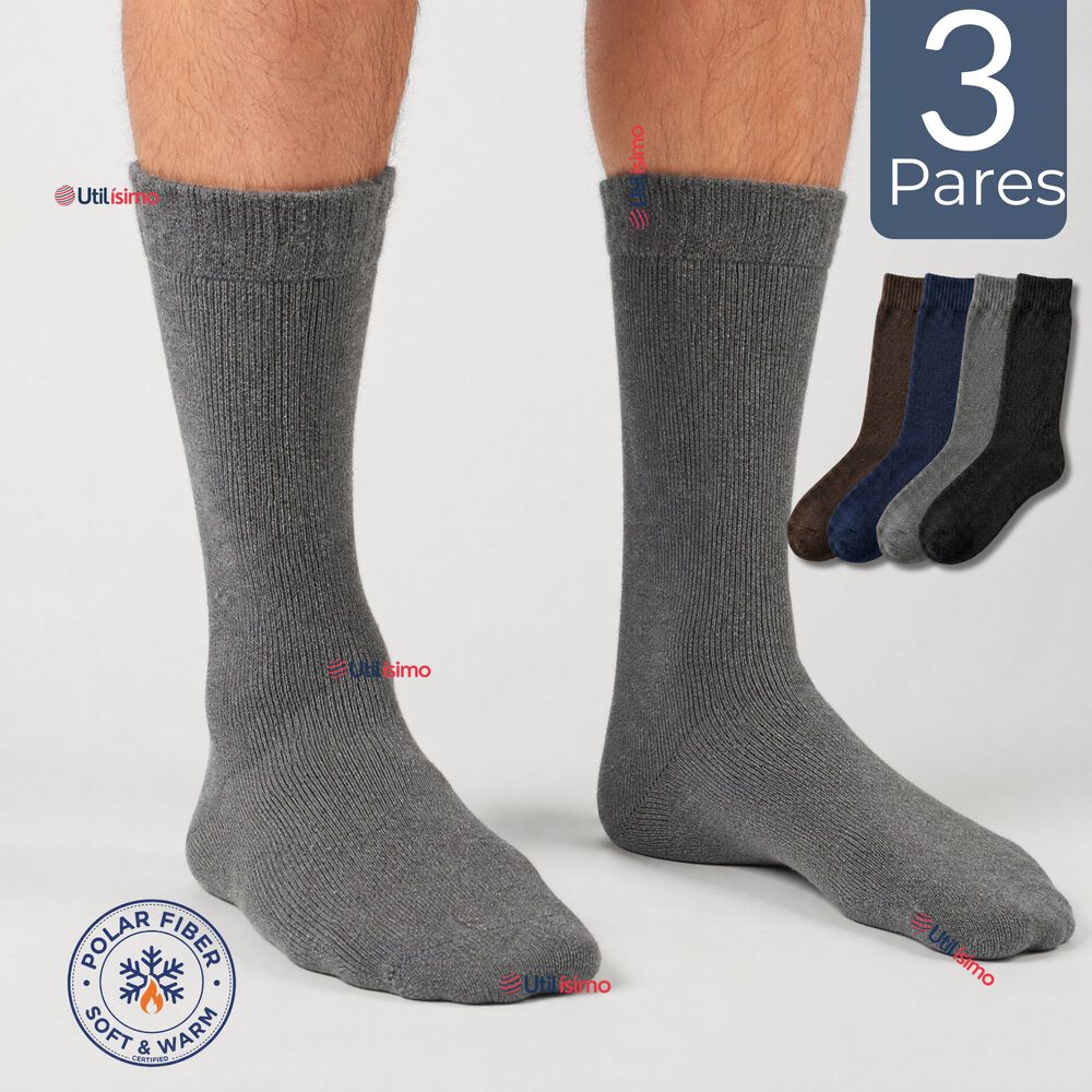 Pack 3 Pares Calcetines T&eacute;rmicos Corte Alto Hombre Surtidos image number 0.0