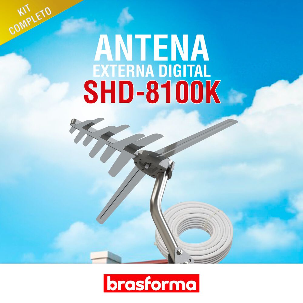 Antena Hd Externa 4 En 1 Vhf, Fm, Uhf Y Hd - 6dbi +16mts De Cable - Brasforma image number 2.0