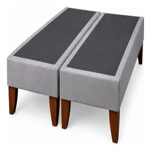 Base De Cama Europea King Dividida Gris Plata