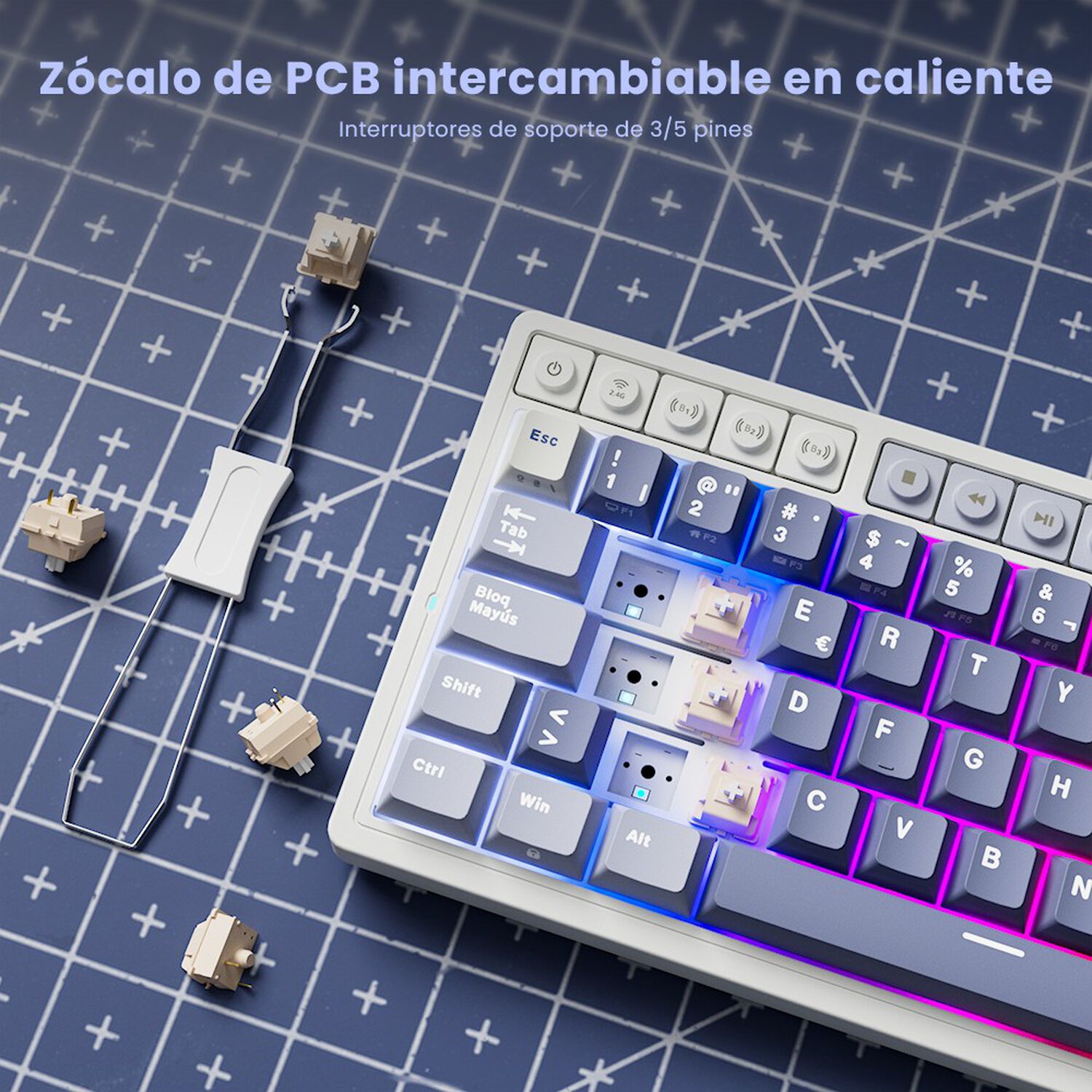 Teclado Mec&aacute;nico Inal&aacute;mbrico Rkm65 65% Espa&ntilde;ol Royal Kludge image number 6.0