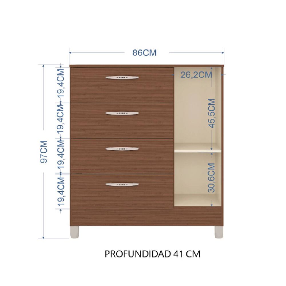 Comoda 4 Cajones 1 Puerta Miami image number 2.0