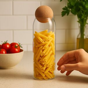 Botella Frasco Contenedor 1200ml Vidrio 20cm Con Tapa Corcho