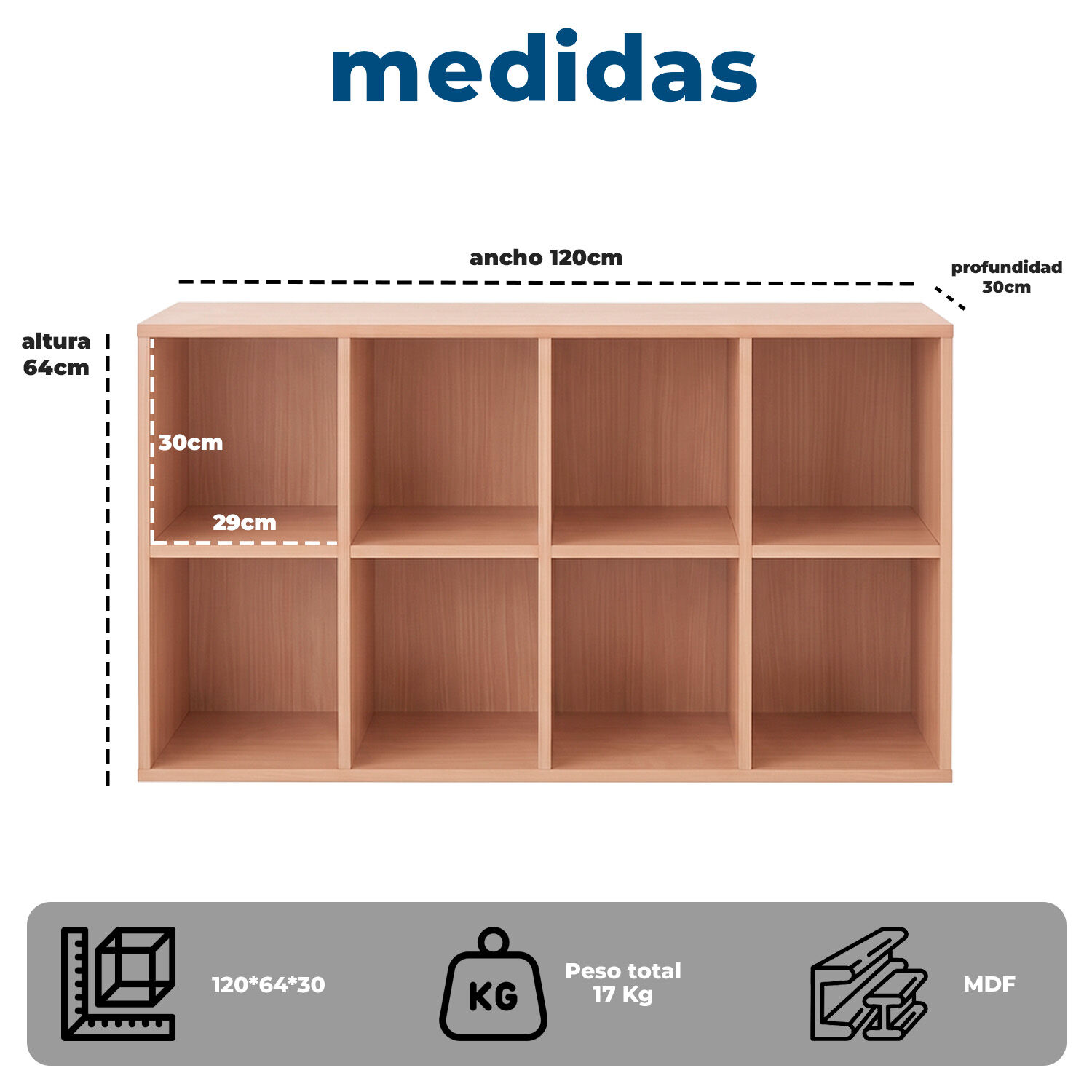Estante Biblioteca Organizador Multifuncional 120x30x64 image number 1.0