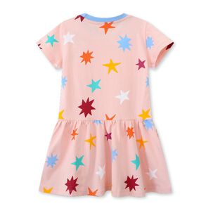 Vestido Manga Corta Ni&ntilde;a Estampado Naranja Pastel 2 A 7 A&ntilde;os
