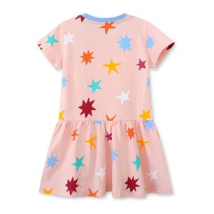 Vestido Manga Corta Ni&ntilde;a Estampado Naranja Pastel 2 A 7 A&ntilde;os