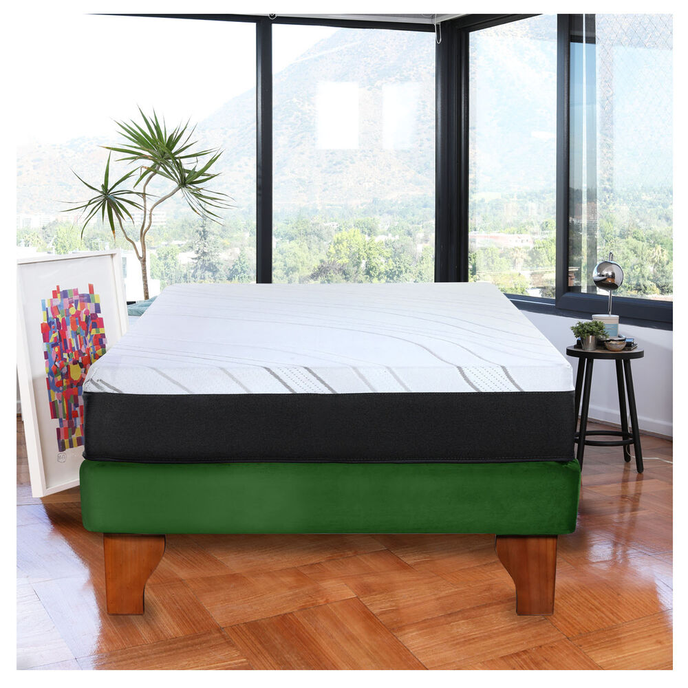 Cama Europea Zen Pro 1.5 Plazas Tela Velvet Verde image number 0.0