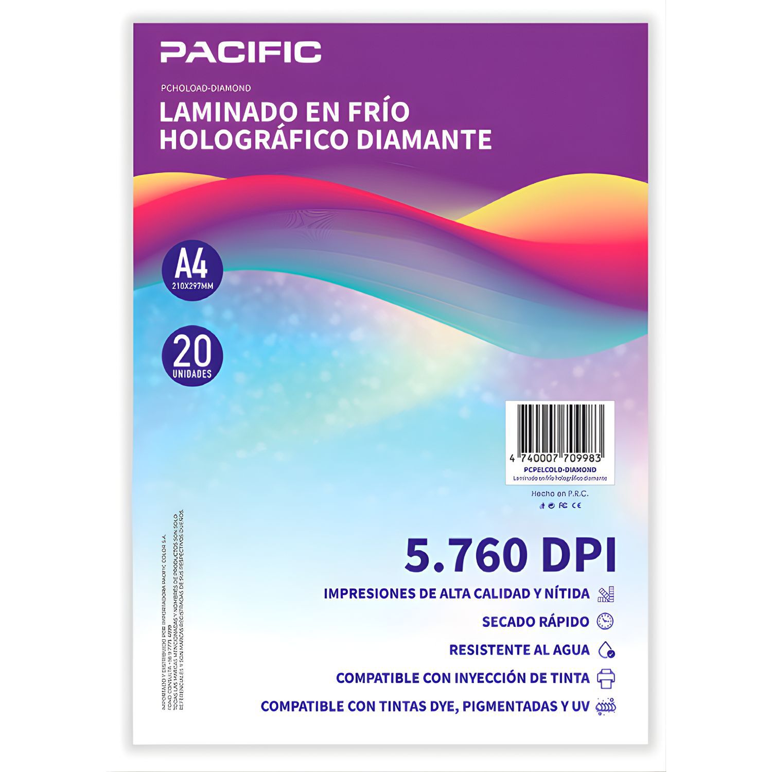 Laminado Frio Holografico 20 Hojas Diamante A4 - Ps image number 0.0