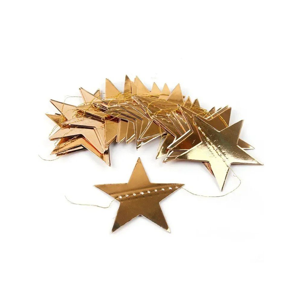 Guirnaldas De Papel Estrellas Espejo Oro Plata Rosa 4 Metros image number 16.0