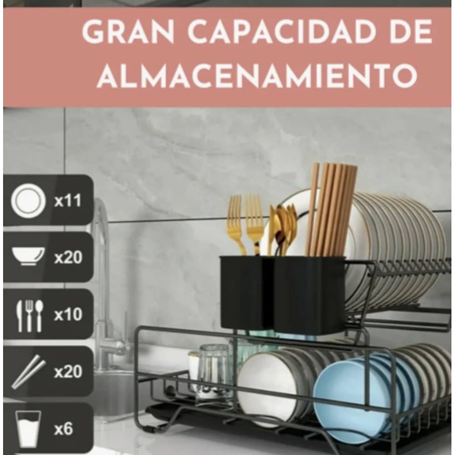 Secaplatos 2 Niveles Con Bandeja Removible image number 3.0