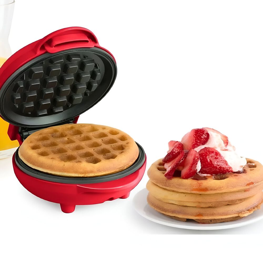 Mini Waflera Repostería Eléctrica Redonda Wafles Rojo image number 0.0