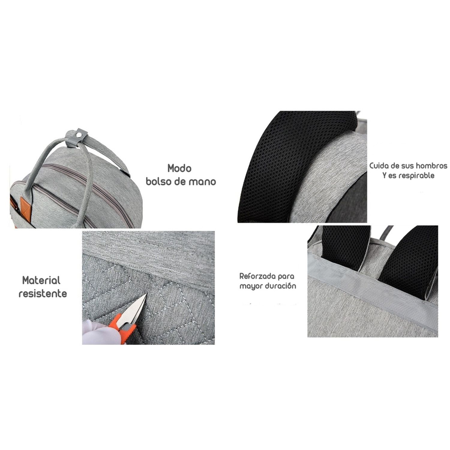 Mochila Maternal Con Monidero Y Colgador Lubabycas Negra image number 11.0