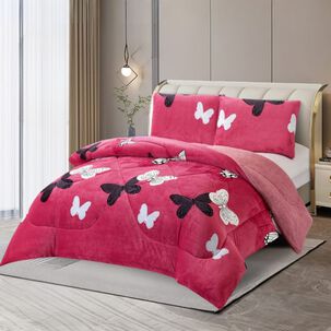 Plumon De Invierno Plush Liso Con Chiporro De 1.5 Plazas + 1 Funda Para Almohada Cip1.5p-38