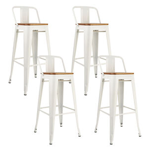 Pack 4 Pisos De Bar Tolix Asiento De Madera Blanco