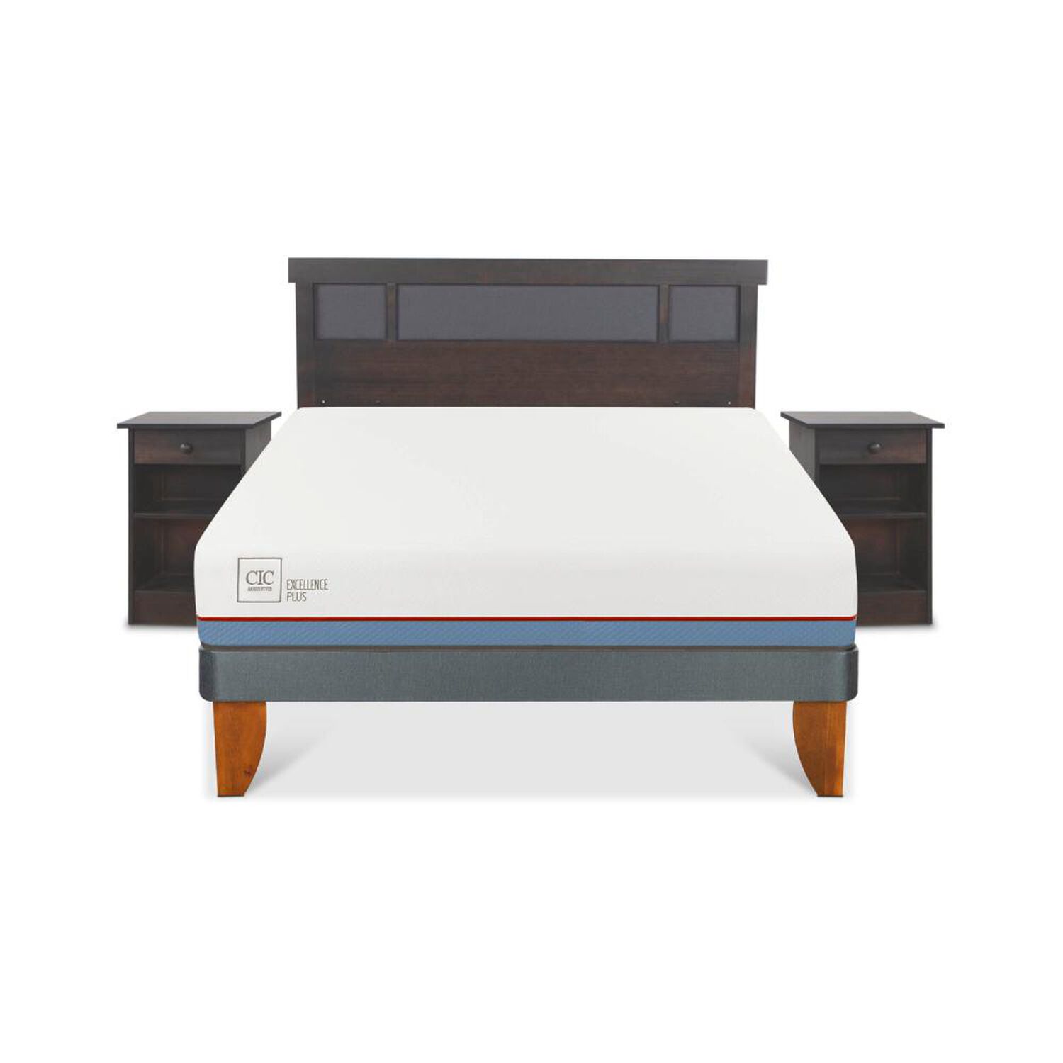 Cama Europea Cic Excellence Plus / 2 Plazas / Base Normal + Set De Maderas image number 0.0