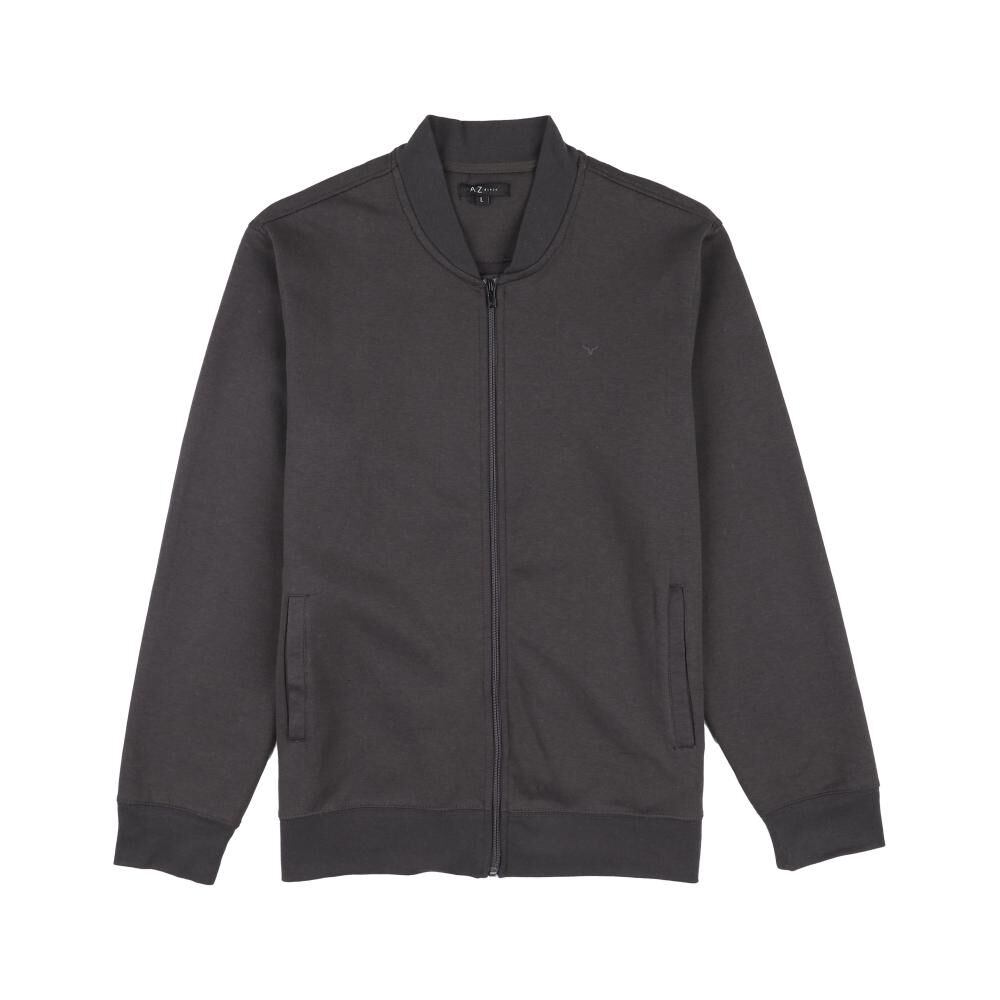 Polerón Liso Full Zipper Cuello Redondo Hombre Az Black image number 0.0