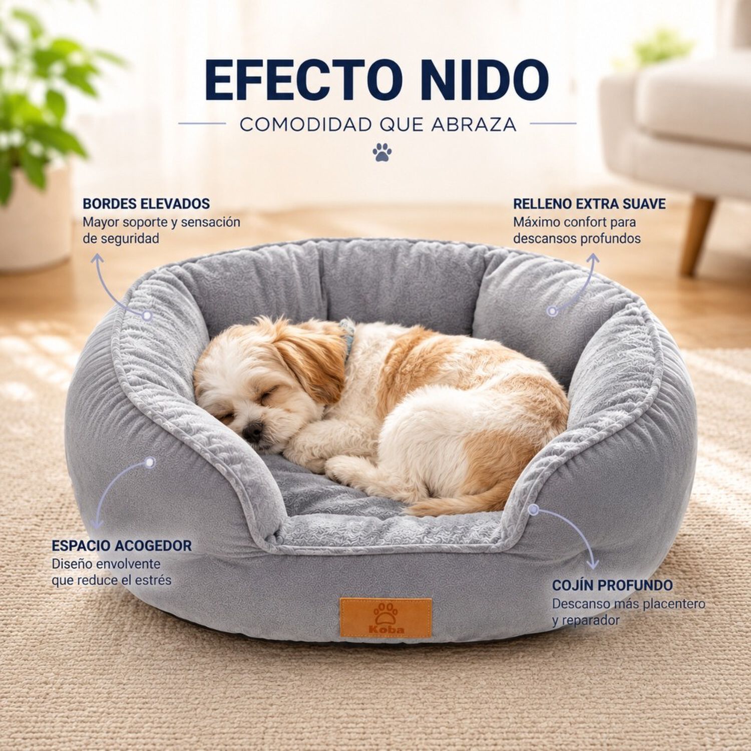 Cama Nido Para Perro Gato Acolchada Reversible 60x53 Cm image number 4.0