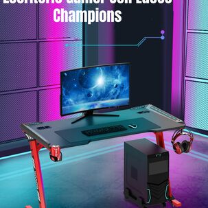 Escritorio Gamer Con Luces 140x60x73cm Negro Lubabycas