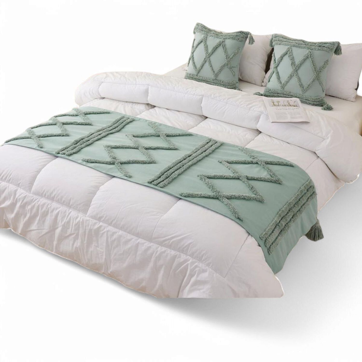 Piecera Boho 2 Plazas O King Pie De Cama Medida 210cm X 70cm + 2 Fundas 45cm X 45cm - Pb2-8 image number 0.0