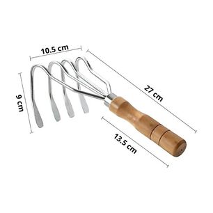 Rastrillo De 4 Dientes Mango Ergon&oacute;mico Acero Inoxidable