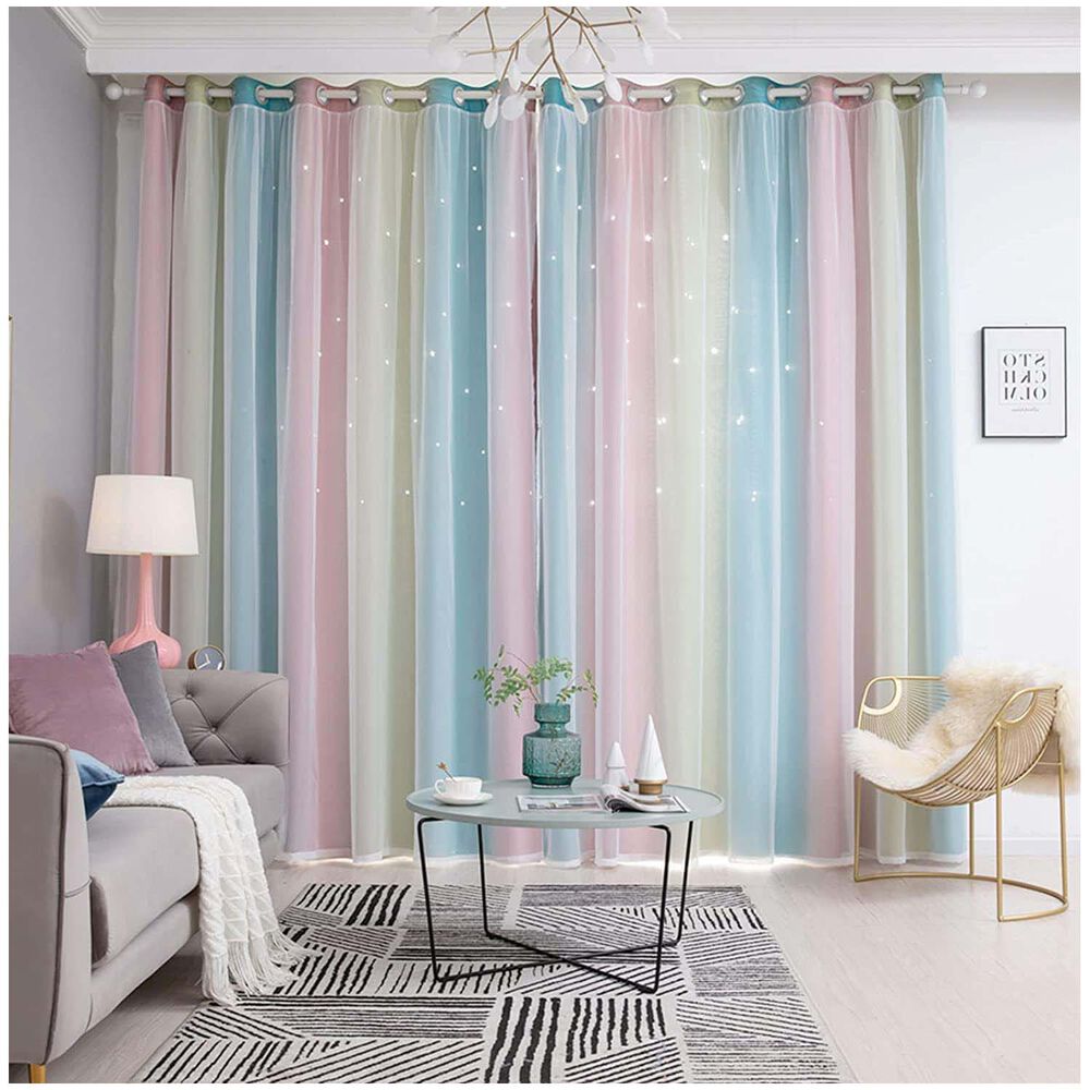 Cortinas Blackout Con Agujero Estrella Y Visillo Integrado - Multicolor image number 0.0