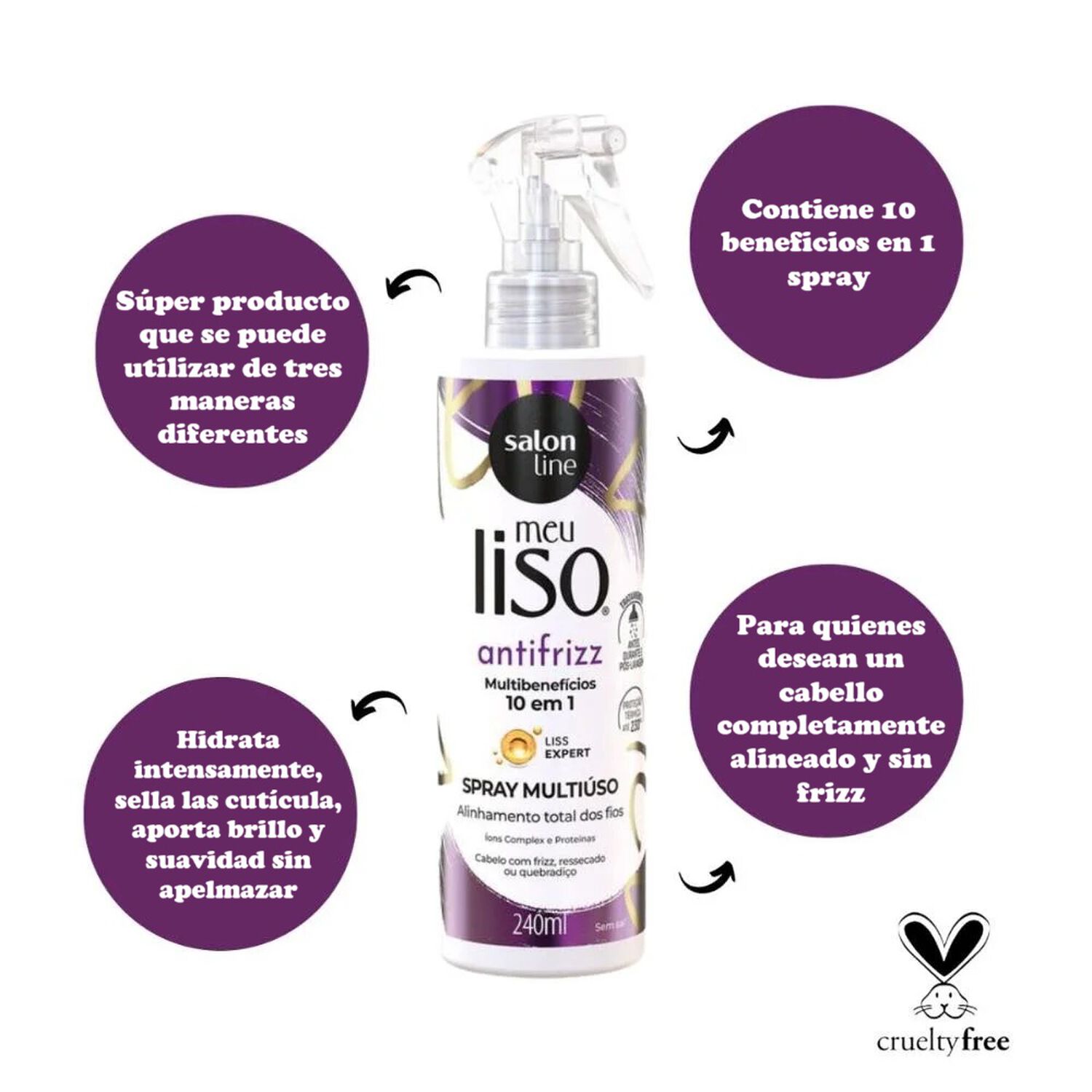 Spray Multiuso Antifrizz Meu Liso 240 Ml Salon Line image number 3.0